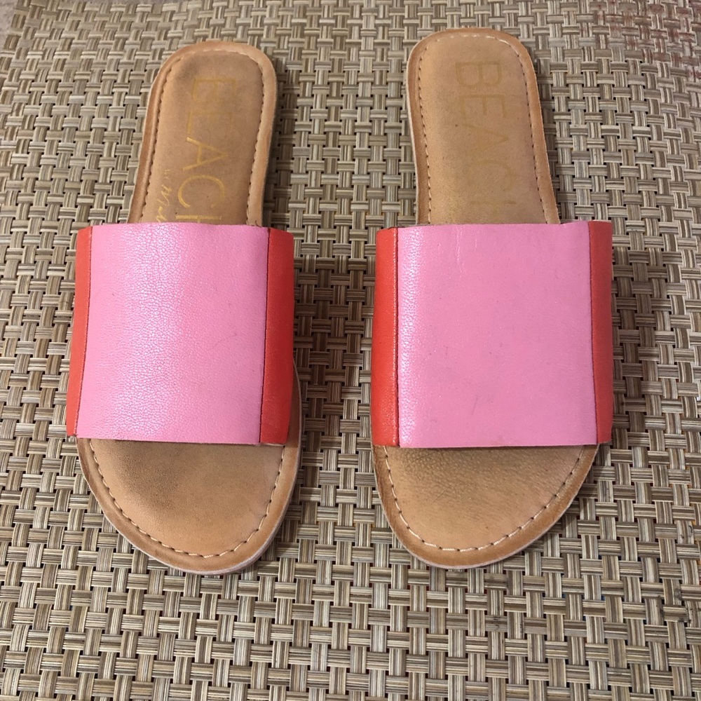 Beaded Pink & Coral Slide Sandals for Women